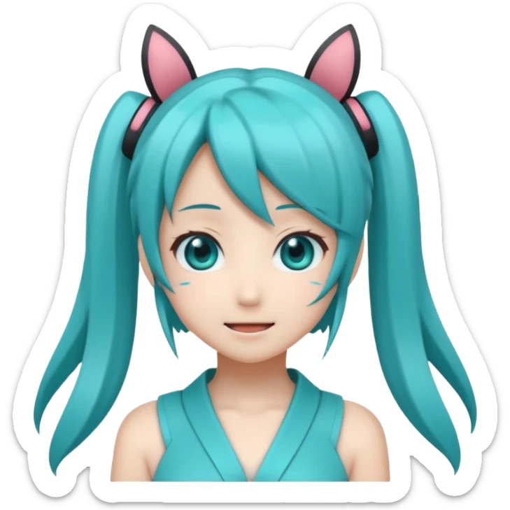 Hatsune Miku as a emoticon and is cute like an anime girl sticker