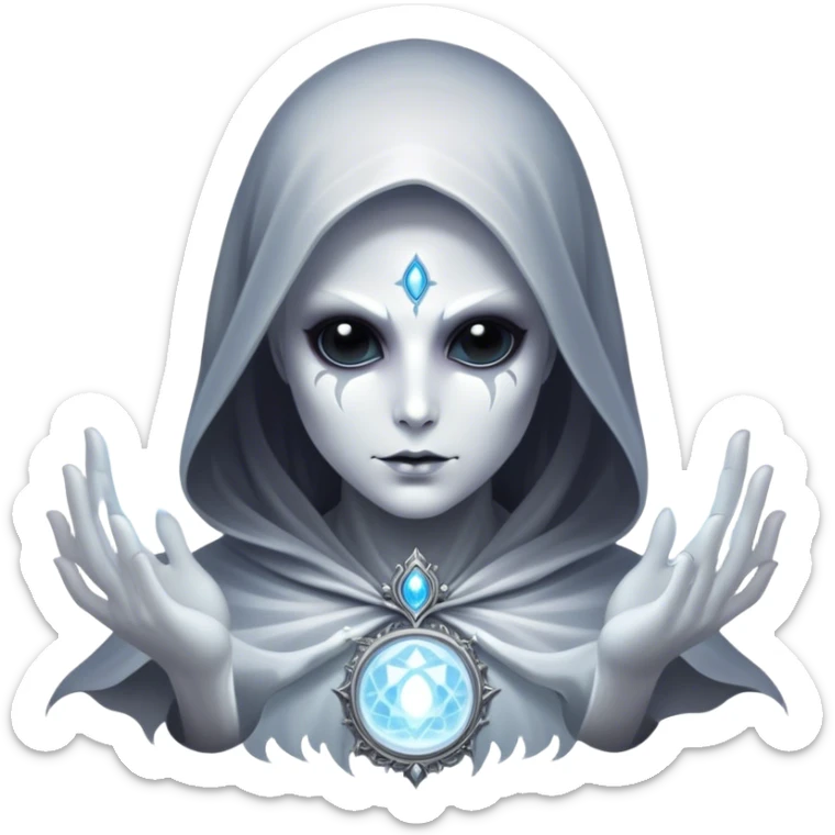 Cinematic and Ultra realistic 32k HD hauntingly beautiful specter with Balanced features, highly detailed, glowing with silver light, high shine, remembrance, a painting of white silver, fanciful, enchanting. The image is so lifelike it could leap off the canvas at any moment sticker