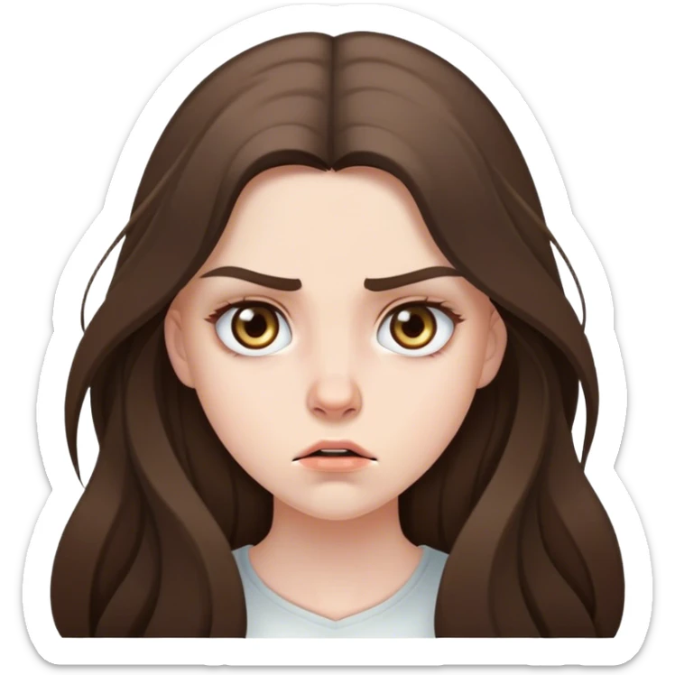  beautiful pale brunette girl with long hair pissed off eyes around sticker