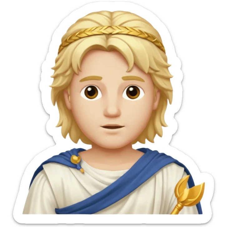 Apollo, God of Light from Gods and Goddesses with long golden blonde hair, white outfit sticker