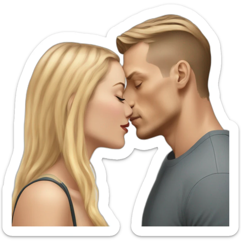 Joel Kinnaman kisses a white girl with light brown hair sticker