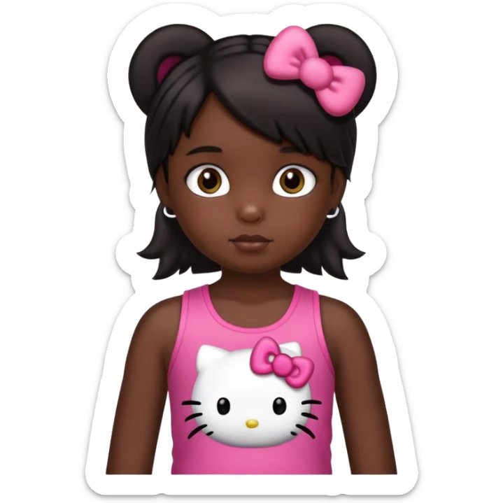 9 yr old girl with really dark hair and eyes and hello kitty singlet  sticker