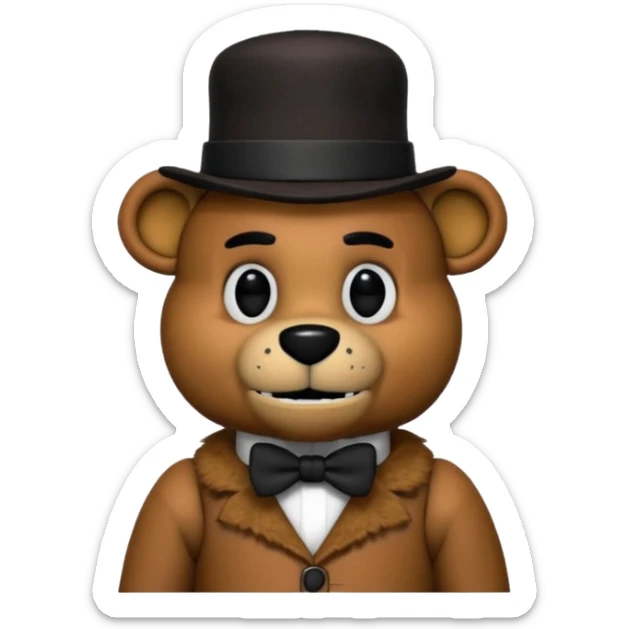 Freddy Fazbear with black and tiny hat from Five Nights At Freddy's Movie sticker