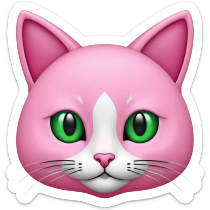 Bir siyah renkli kedi gözleri yeşil ve oturuyor boynunda tasma pembe var sticker