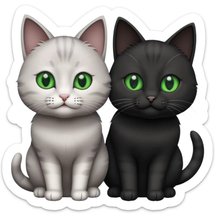 You can make an emoji of two cats looking at each other, one black and the other gray. sticker