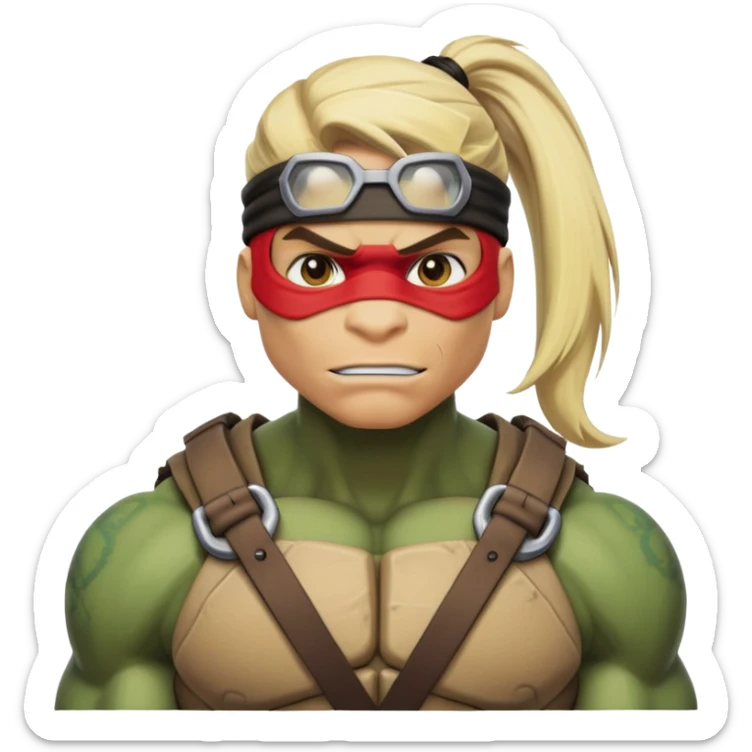 Hun from Teenage Mutant Ninja Turtles, large muscular gang leader with blonde ponytail sticker