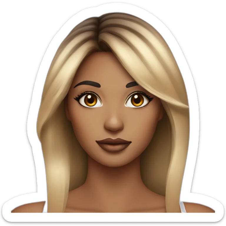 Beautiful woman face with balayage hair and with eyeliner and lashes sticker