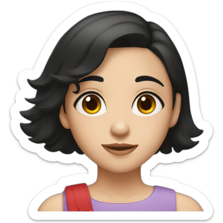 A girl with short black hair, red eyes, and a young woman Girls  sticker