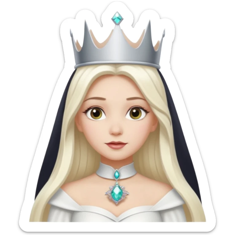 The Good Witch from The Land of Oz with long white blonde hair, white outfit and crown sticker