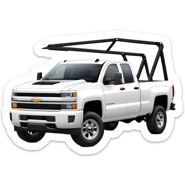 Maximum Destruction - Chevrolet 2500 truck (Model Year: 2022) (Iconic colour: white) - A ferocious truck featuring a vivid white base. Emphasize sharp, high-contrast black streaks across the body, creating a look of aggressive, explosive energy. sticker
