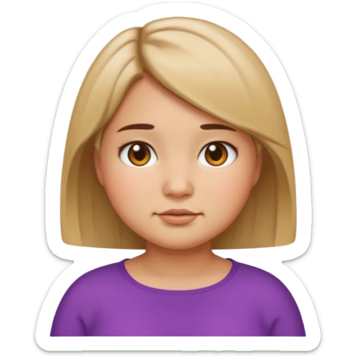 create a girl emoji with shoulder length short hair, chubby cheeks, straight hair and tan skin sticker