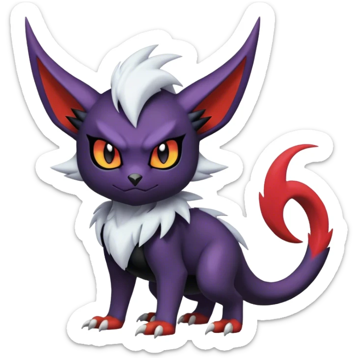 Edgy Cool Kawaii Litten-Noivern-Noibat-Absol-Pokémon Full Body sticker