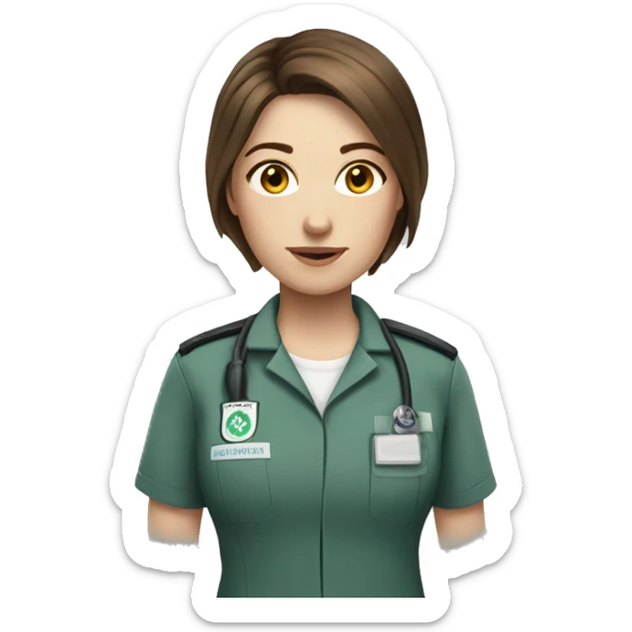 Woman paramedic brown hair fair skin sticker