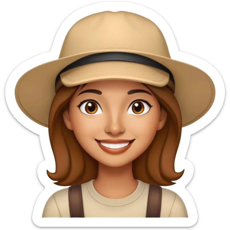 stylish latin-american woman wearing a cap and smiling with a small mole mark on her right chin sticker