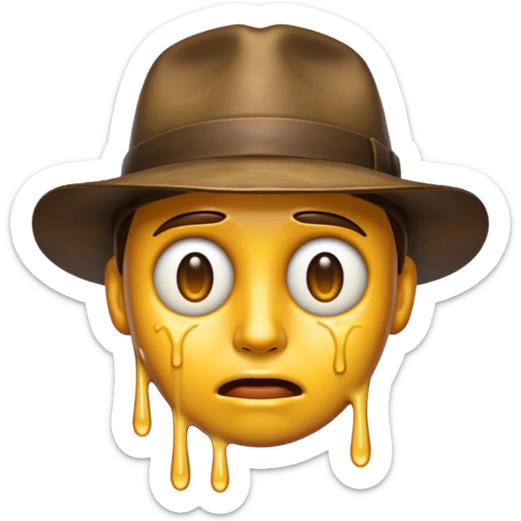 Emoji of steven miller’s face melting like in Raiders of the lost ark sticker