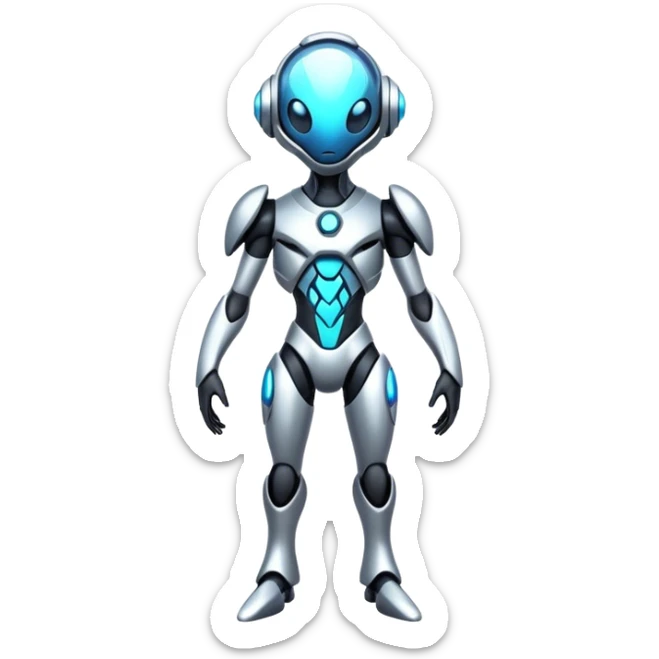 Shiny Futuristic Fakemon-Pokemon-Digimon-Spectrobes-fusion, full body sticker