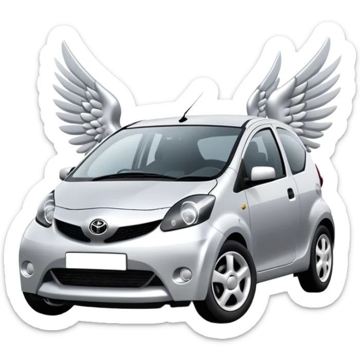 2008 Toyota Aygo Silver with Wings and Halo sticker