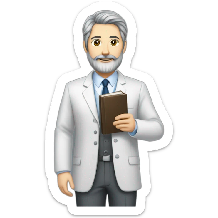 husband classy caucasian dark gray hair trimmed beard wearing business suit holding bible, wife asian age 55 dark hair nurse uniform, no children sticker