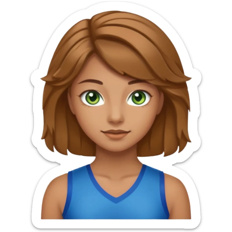 Im low-key kinda tan I have greenish blue hazel eyes I have light brown hair and I a cheerleader sticker