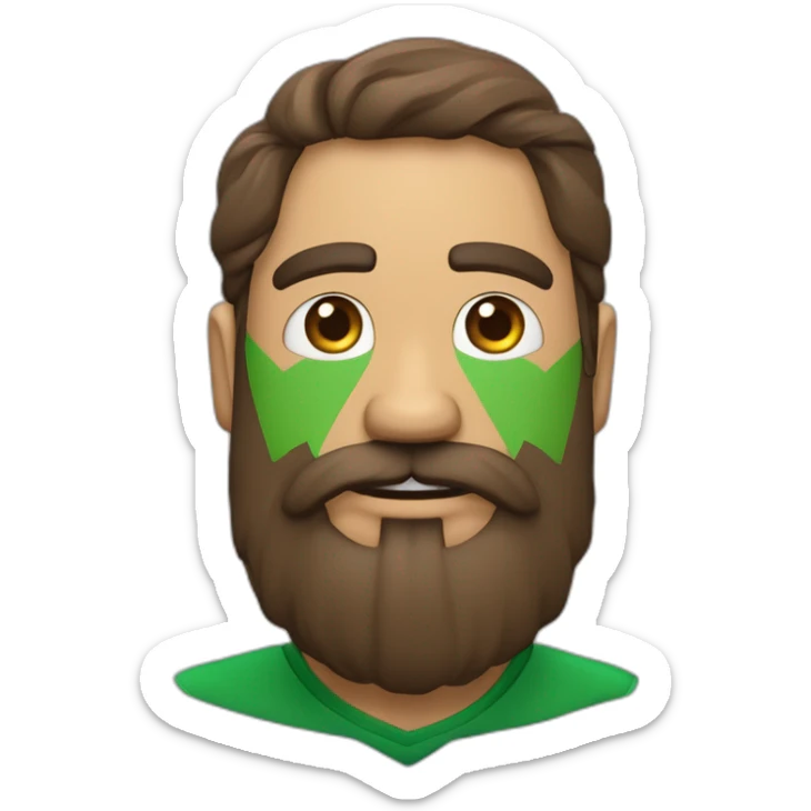 personaje mexicano de poca barba, ojos grandes, nariz ancha, ceja en forma triangular, viste boina y playera tipo polo verde sticker