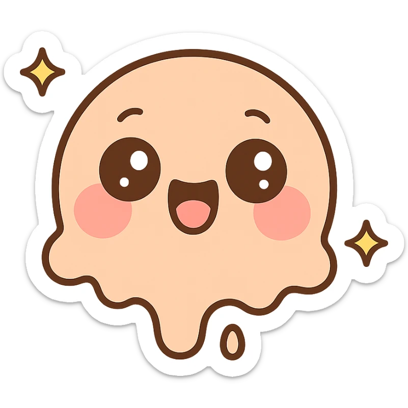 Create an animated version of the emoji in kawaii style with a joyful and laughing expression, bright sparkling eyes, pink cheeks, and a sparkling effect around the face. The background should be transparent. sticker