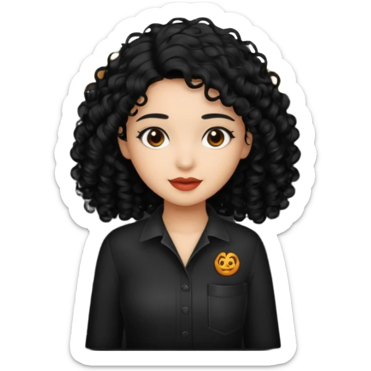 black transparent pocket black folder - with a canela skin girl with curly black hair logo  sticker