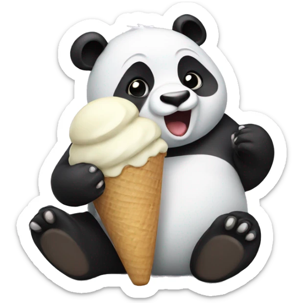 Panda eating ice cream sticker
