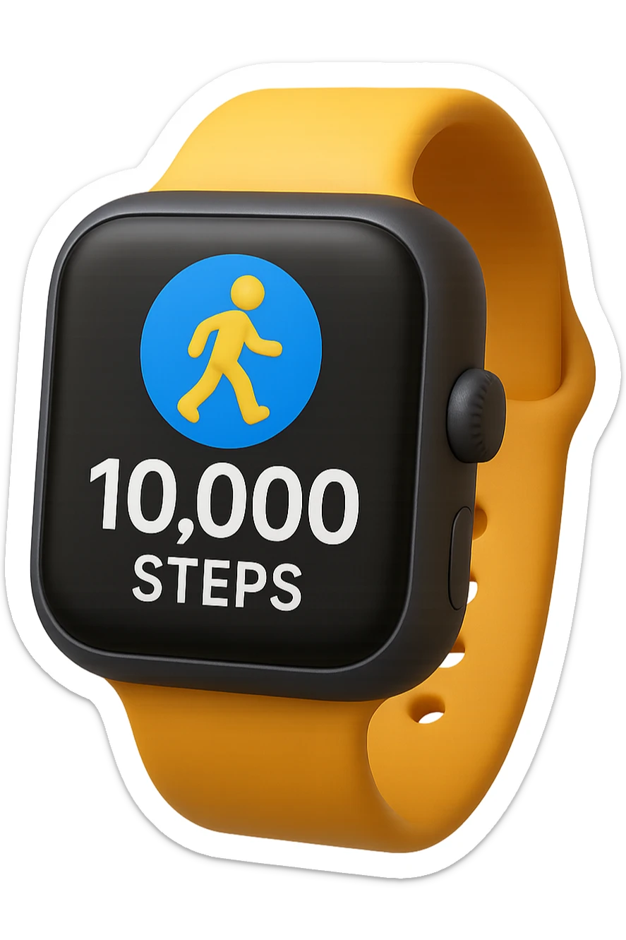 emoji 3d stile iphone che rappresenta un orologio contapassi con 10k di passi segnati 3d sticker