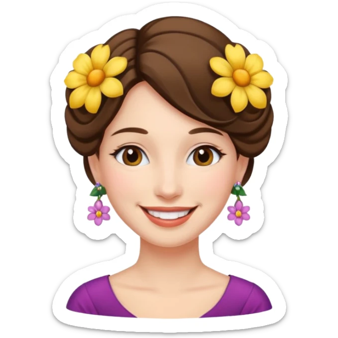 Lady wearing flower earrings


























 sticker