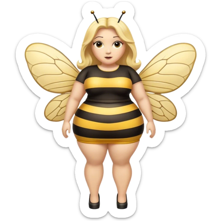 Full Body  plus size Queen bee woman with  blonde hair and big nose sticker