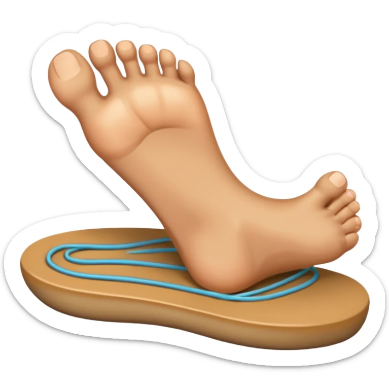 emoji of a human foot pressing on the ground, with two short curved pressure lines under the sole to show the weight and pressing effect, simple cartoon style sticker