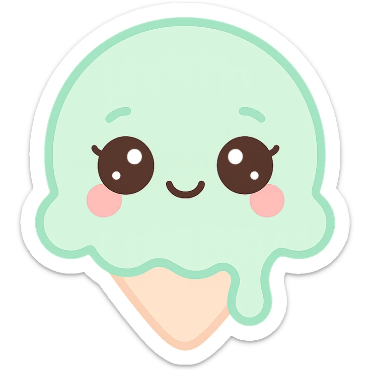 Fleur de vanille in kawaii style with big shiny doe eyes, joyful and smiling expression, transparent background. sticker