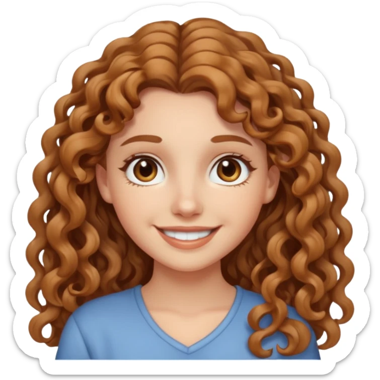 aesthetic white girl with light brown long curly hair and brown eyes sticker