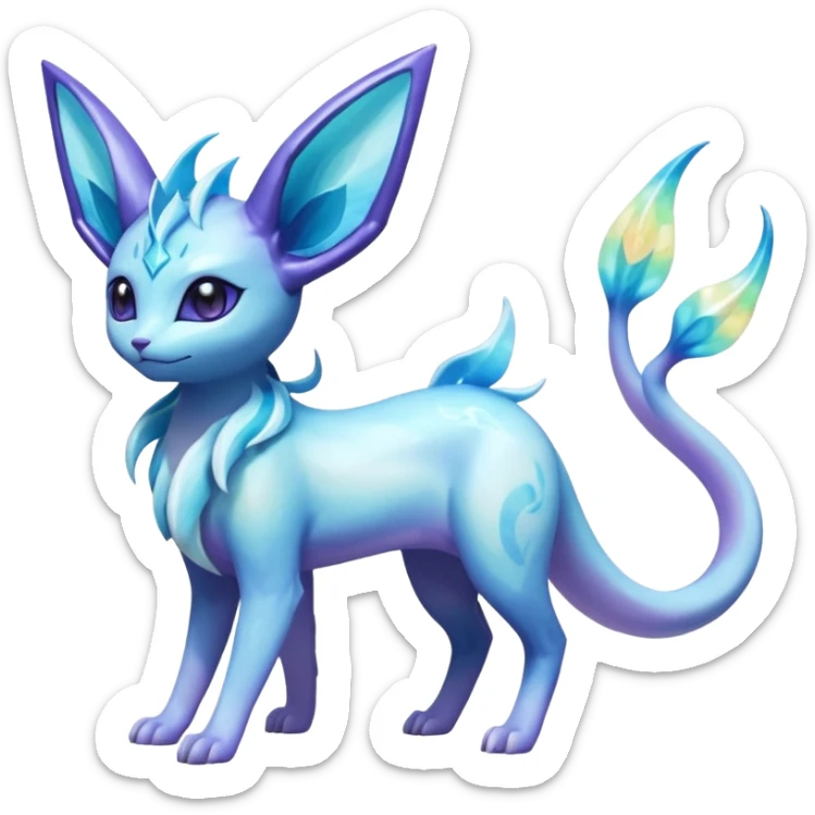 Shiny Nebulae Espeon-Lumineon-Vaporeon-Amaura-Glaceon-Dragonair-Fakémon-hybrid-creature (full body)  sticker