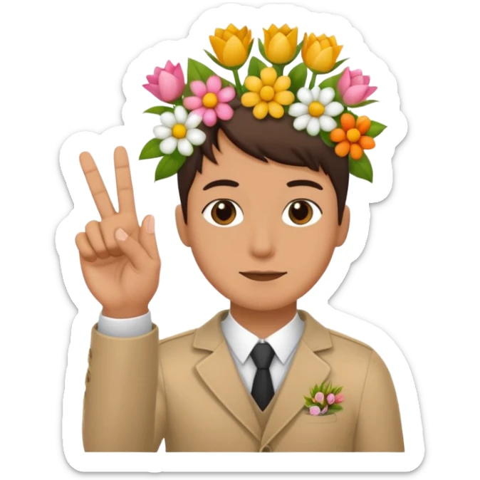 💐 and middle fingers remove the person more flowers, middle fingers only with non metallic hands. Top left is closest so far. Fix so that there are five fingers not six and the middle one shoulder be up sticker