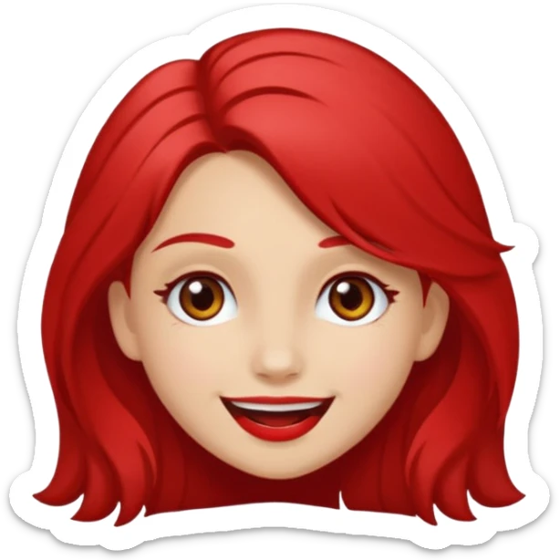 un sticker gracioso de una chica con un pintalabios en la mano de 18 años, de piel blanca con el pelo liso, largo y pelirrojo, ojos marrones sticker