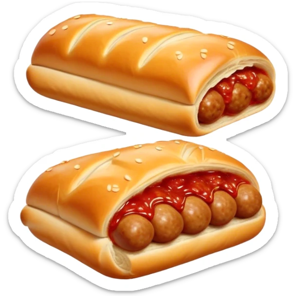 a sausage roll with a line small amount of tomatoe sauce on top sticker