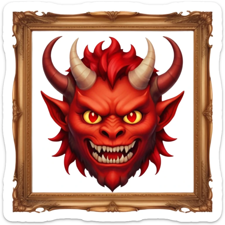 oil painting in frame, portrait of a demon sticker