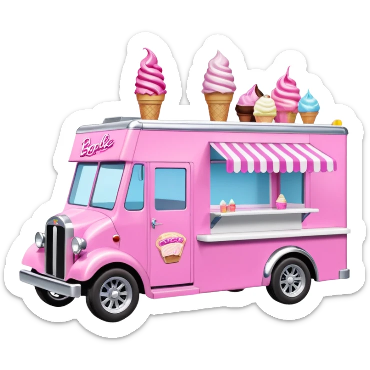 Barbie’s 4wd 1927 racing ice cream dream house food truck  sticker