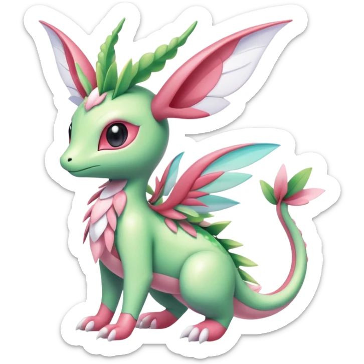 Shiny Exotic Cute Majestic Ethereal Sparkly Flygon-Sylveon-Shaymin-Meganium-Hybrid-Creature sticker