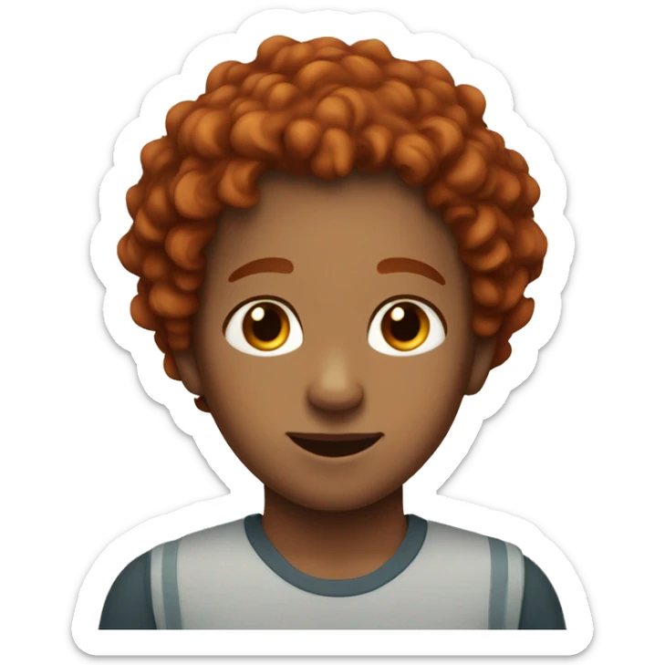 red hair 9 year old boy woth brown eyes and curly hair with freckles sticker