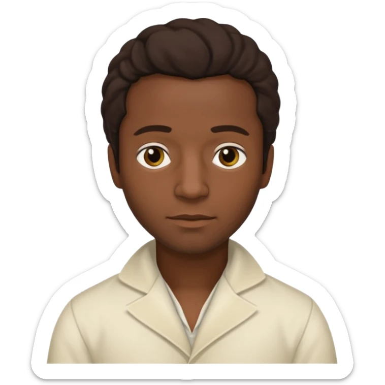 Solomon Northup from 12 Years of Slave with dark brown hair, cream outfit sticker