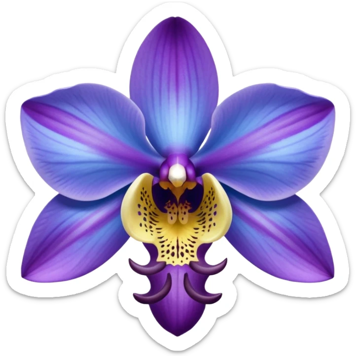 The prettiest blue and violet orchid flower sticker