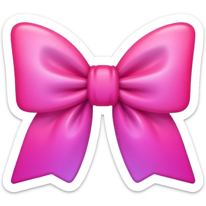 create an emoji for bow in neon pink color add outline in dark pink and colours should be gradient with bright neon sticker