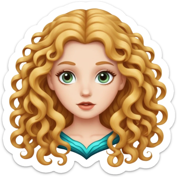 white girl with siren eyes and long curly hair  sticker