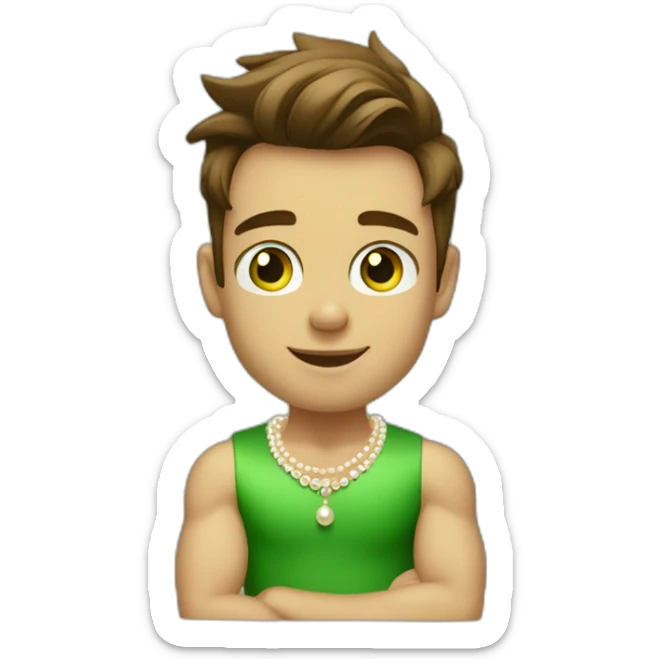Posh-muscle-boy-brown-hair-green-eyes-pearl-necklace-in-golden-bathtub sticker