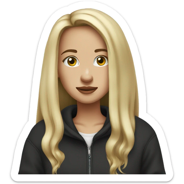 weed smoker girl blond straight long hair in a black Nike sweater sticker