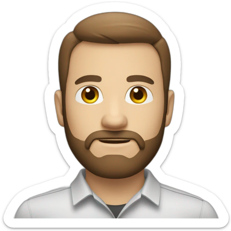 a white man with brown short hair with a brown beardh.job title head of IT security sticker