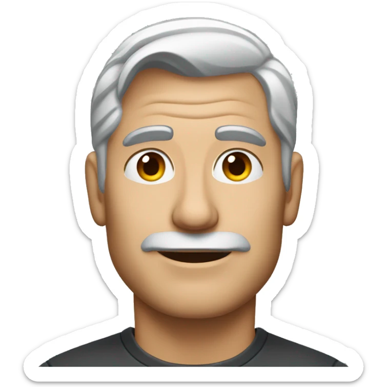 face of white male gray hair styled similar to george clooney sticker