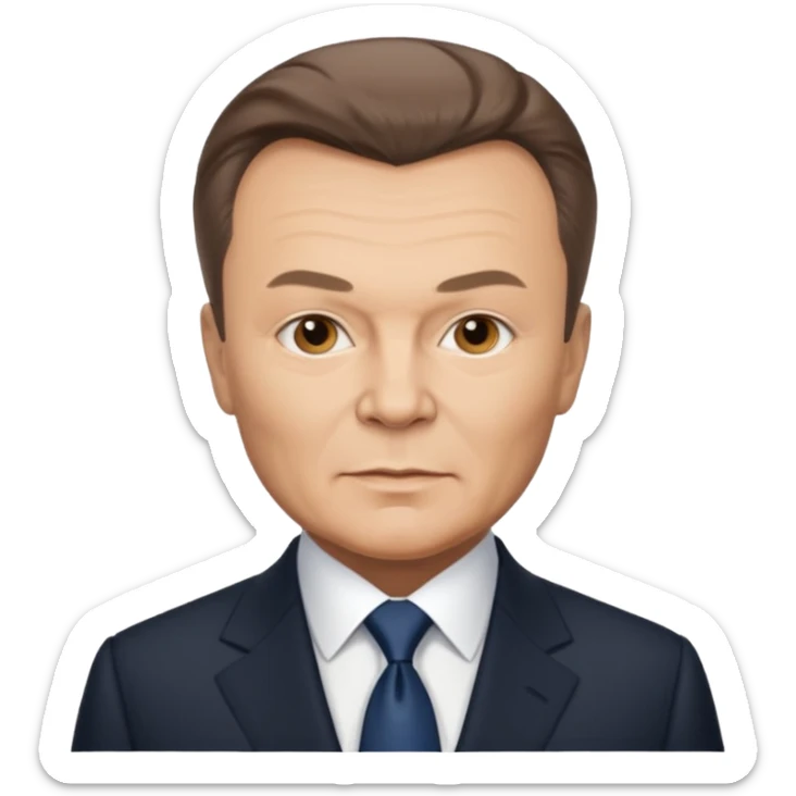 iPhone emoji style portrait of Viktor Yanukovych, Ukrainian ex-president, with realistic facial resemblance, formal suit sticker